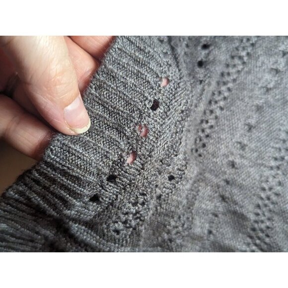 Lane Bryant Gray Sleeveless Sweater Open Knit Crochet Trim Size 14-16 - Picture 12 of 14